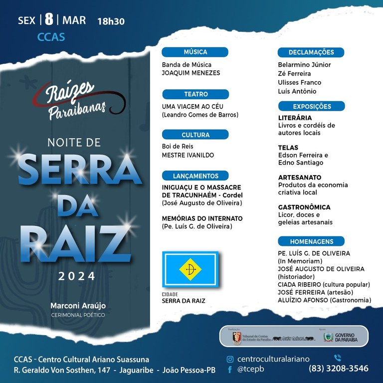 Cultura de Serra da Raiz será apresentada nesta sexta-feira no Programa Raízes Paraibanas do TCE-PB