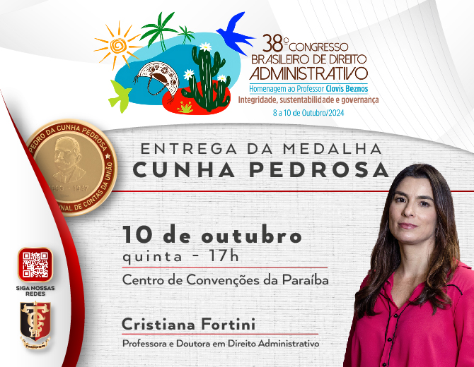 TCE-PB vai conferir a Medalha Cunha Pedrosa, sua maior honraria, à professora Cristiana Fortini