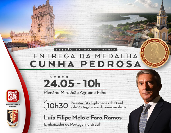 Embaixador de Portugal em visita a João Pessoa vai receber a medalha Cunha Pedrosa e proferir palestra no TCE-PB