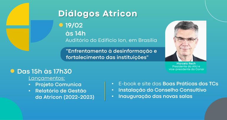 Diálogos Atricon realiza uma série de atividades em Brasília no dia 19 de fevereiro