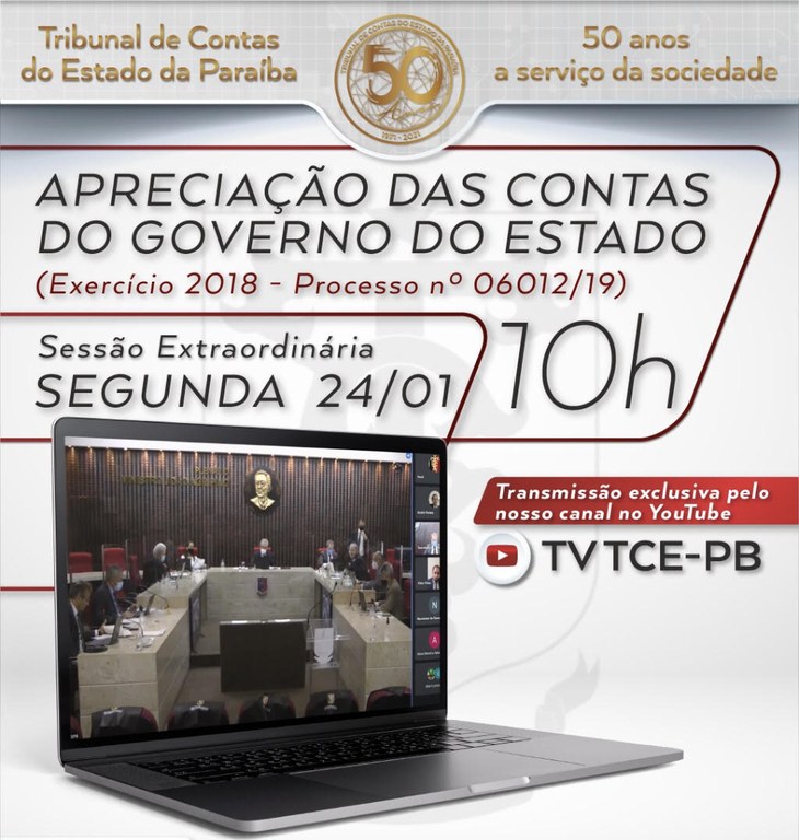 TCE-PB aprecia as contas do ex-governador referentes a 2018 na segunda-feira (24)