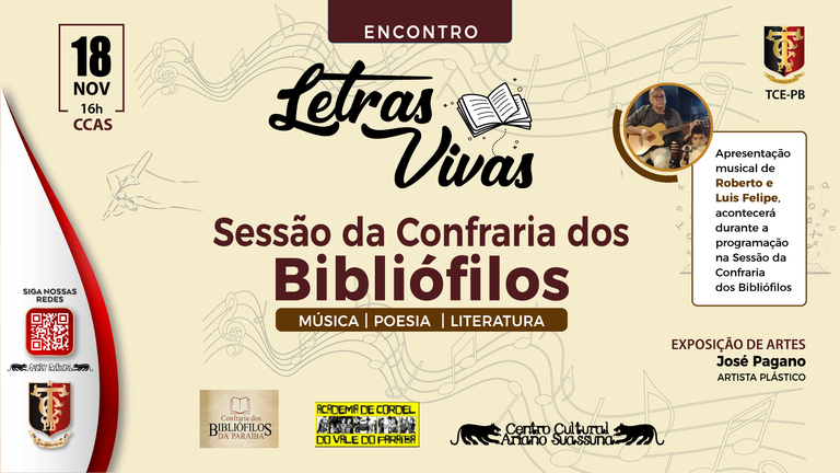 Centro Cultural do TCE-PB promove Sessão da Confraria dos Bibliófilos neste sábado