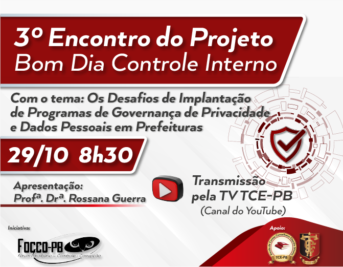 3º encontro do Projeto ‘Bom Dia Controle Interno’ acontece na próxima sexta (29) sob coordenação do TCE-PB