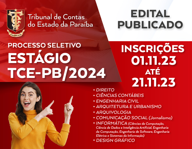 TCE-PB abre inscrições para processo seletivo de cadastro reserva de estágios remunerados em 2024