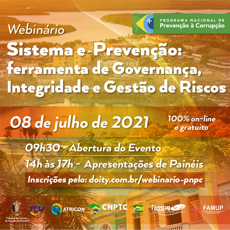 Continuam abertas as inscrições para o webinário do TCE-PB e TCU sobre o Sistema e-Prevenção