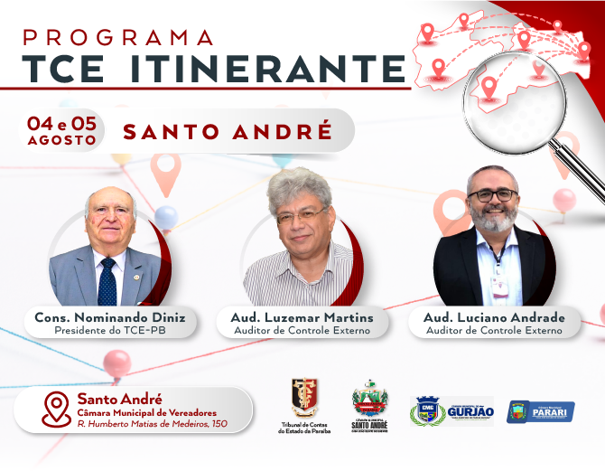 Município de Santo André vai receber na próxima sexta-feira curso de capacitação do TCE-PB