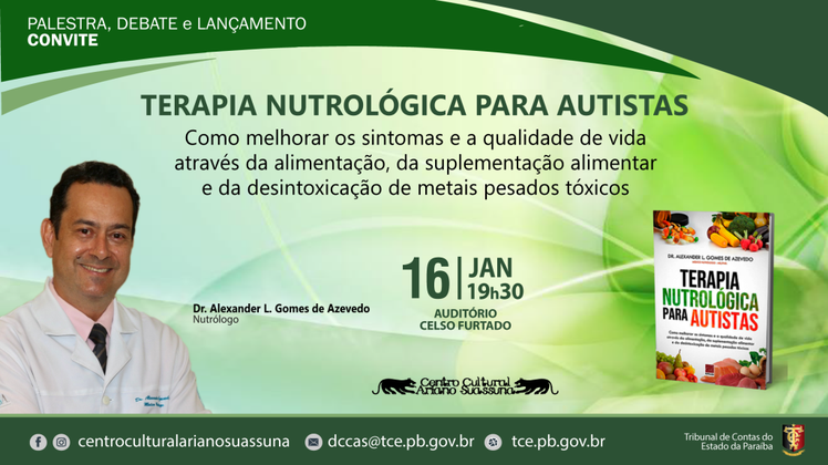 Nutrólogo paraibano lança livro esta quinta-feira no Centro Cultural Ariano Suassuna do TCE-PB