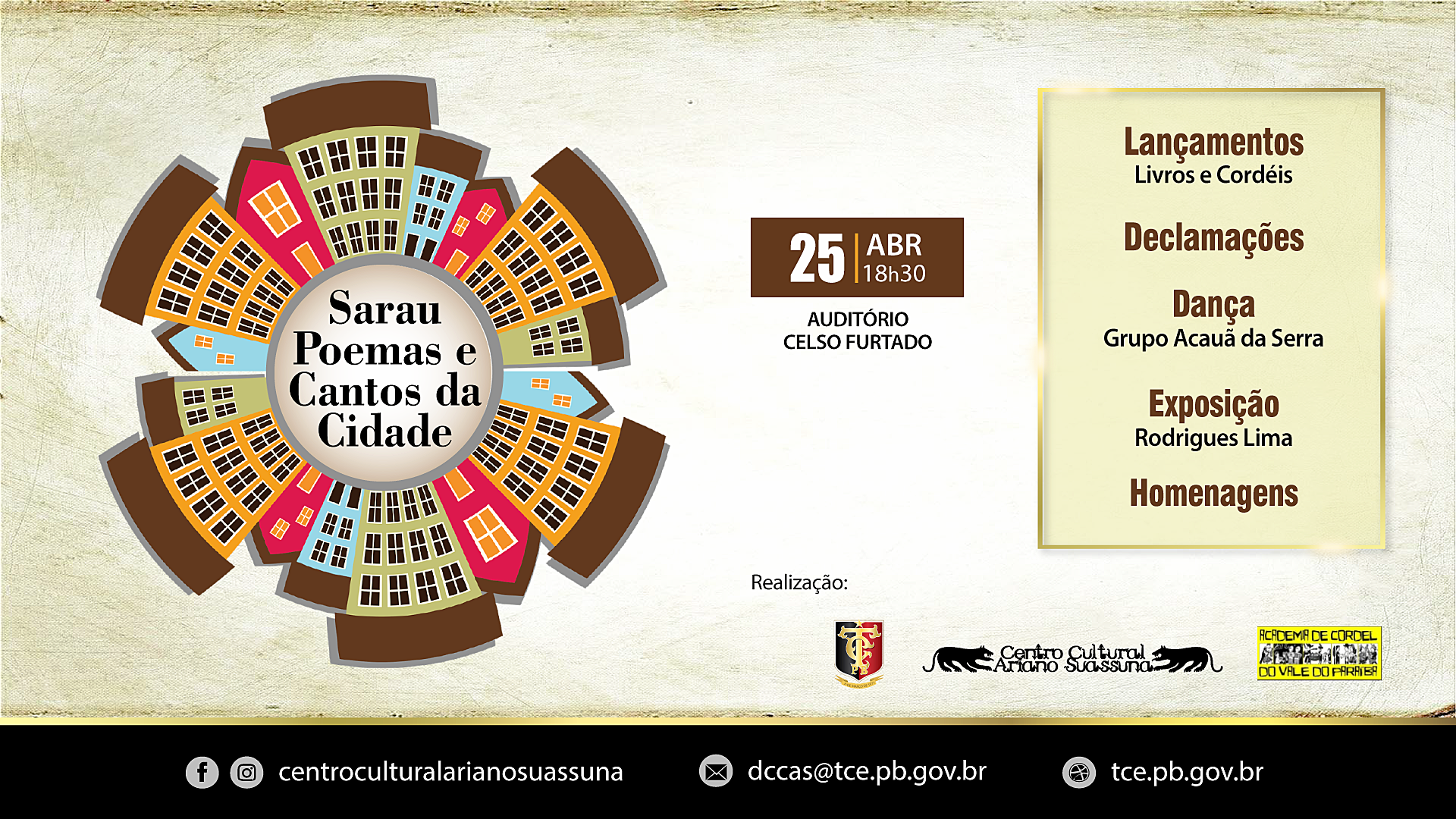 Sarau no Centro Cultural do TCE é espaço aberto para lançamentos de livros e cordéis