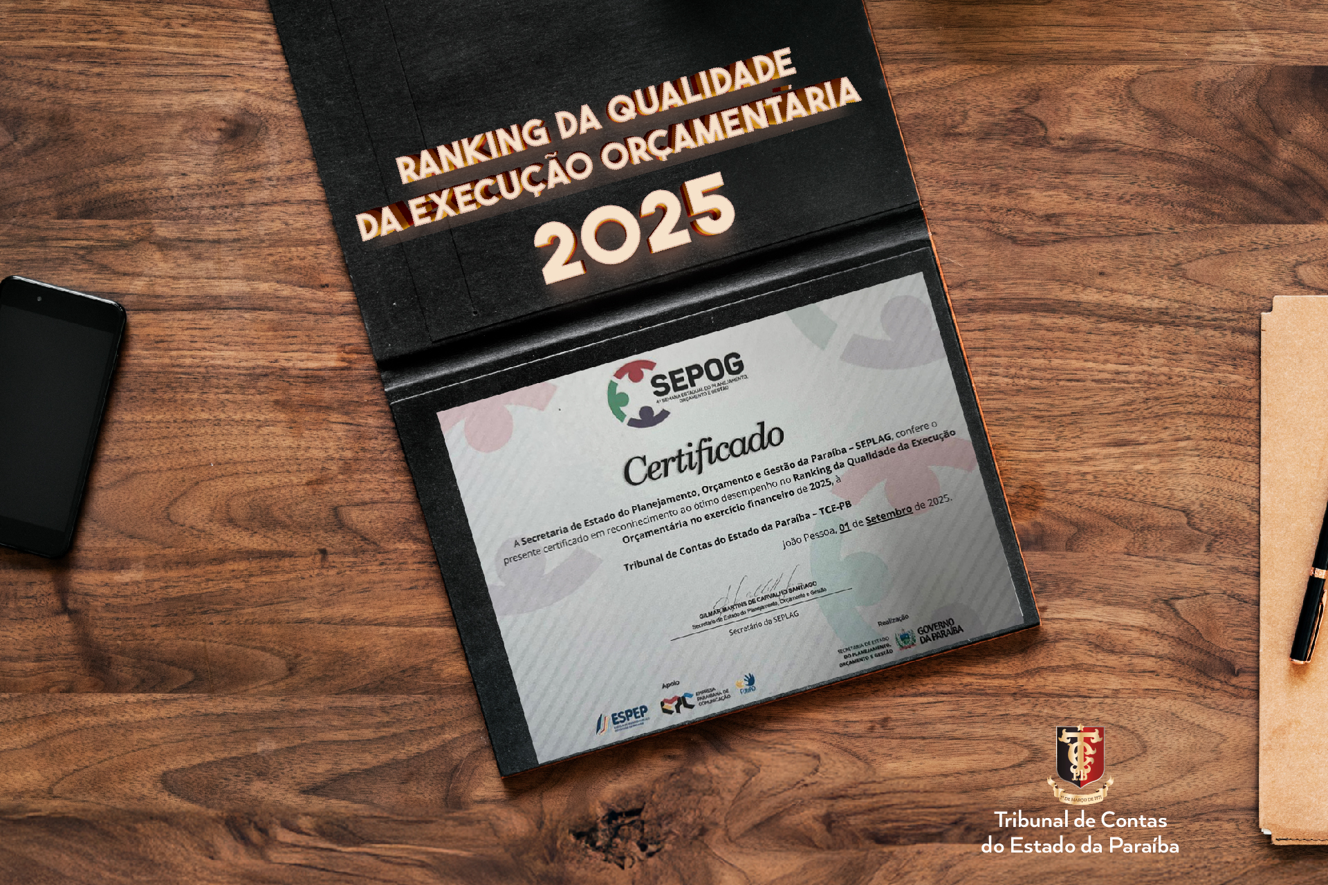 TCE-PB é reconhecido pela Seplag por excelência na execução orçamentária 2025