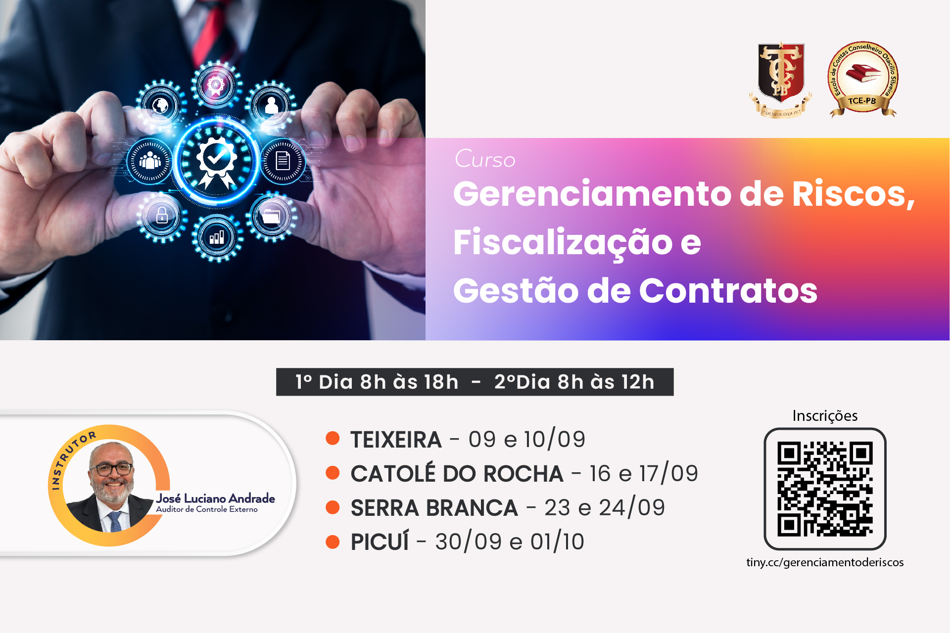 TCE-PB promove curso sobre gerenciamento de riscos e gestão de contratos em municípios da Paraíba