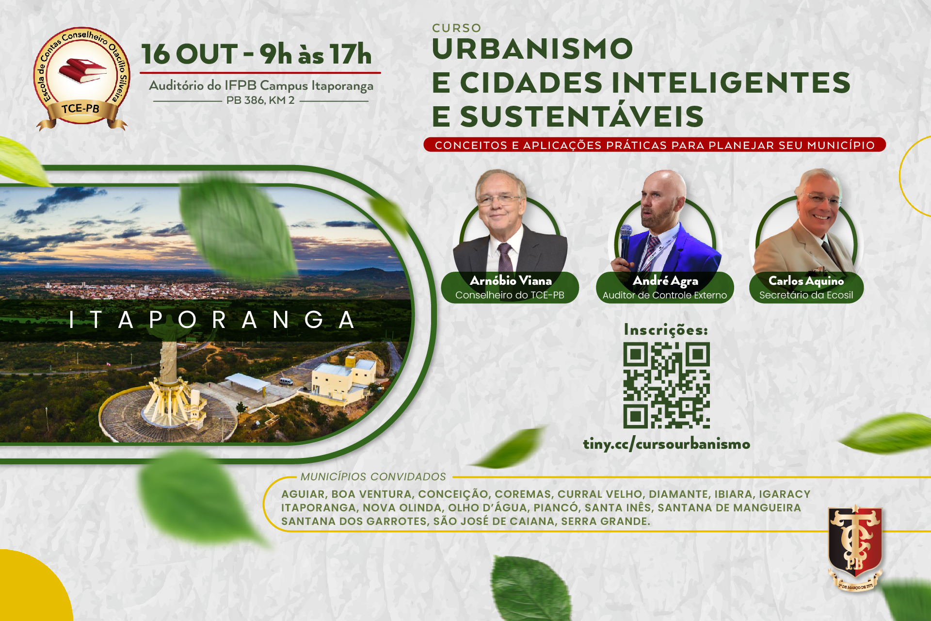 TCE-PB promove curso sobre Urbanismo e Cidades Inteligentes e Sustentáveis em Itaporanga