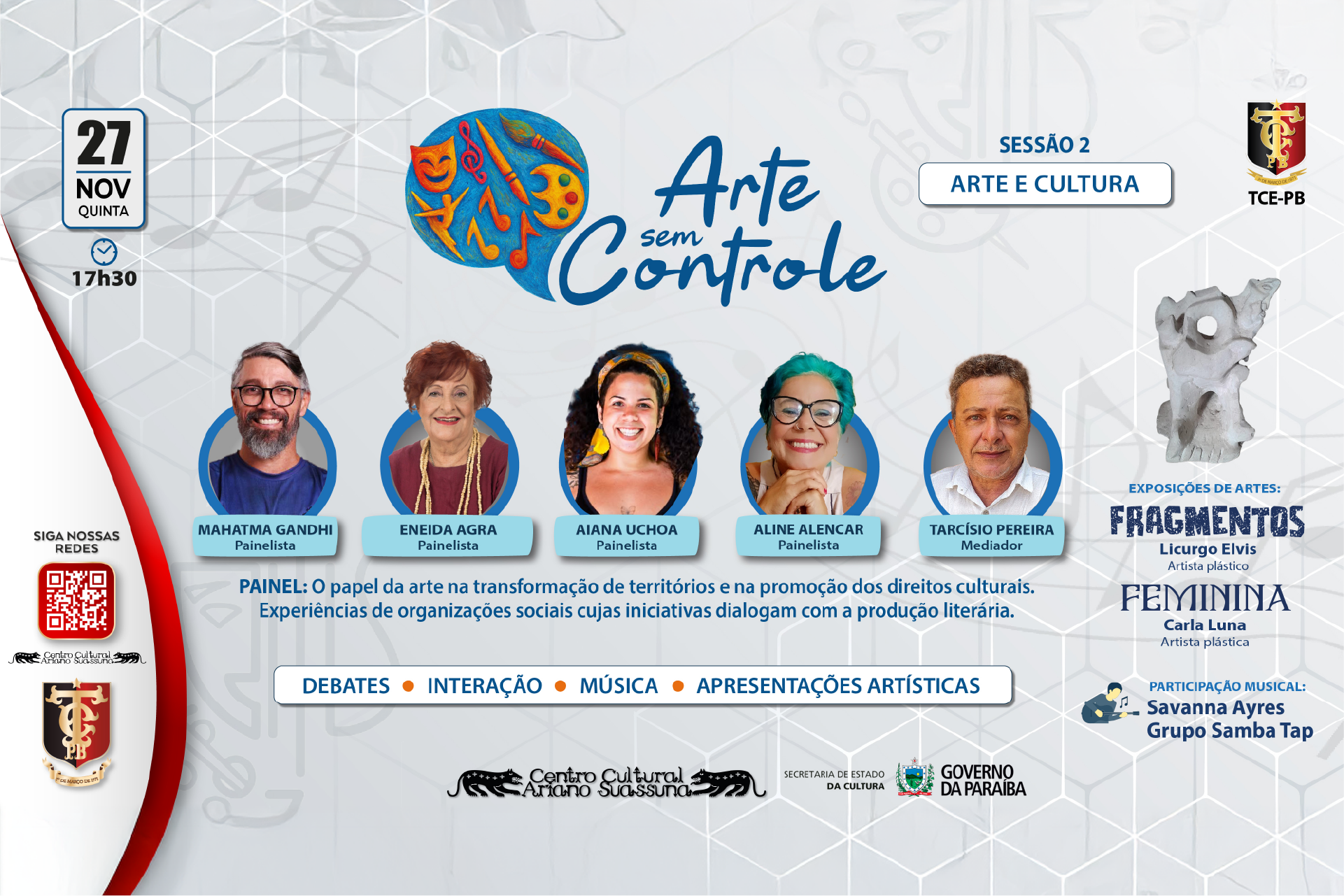 TCE-PB realiza segunda edição do projeto cultural “Arte sem Controle” nesta quinta-feira (27)