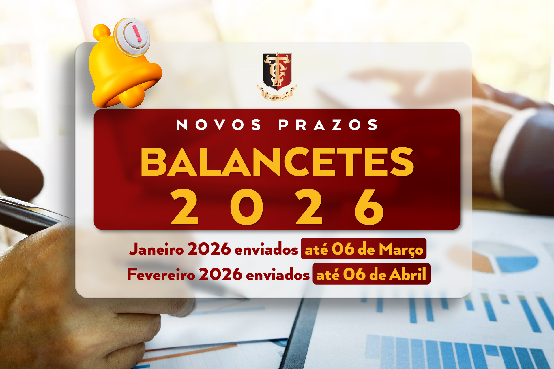 TCE-PB prorroga prazos para envio dos balancetes de janeiro e fevereiro