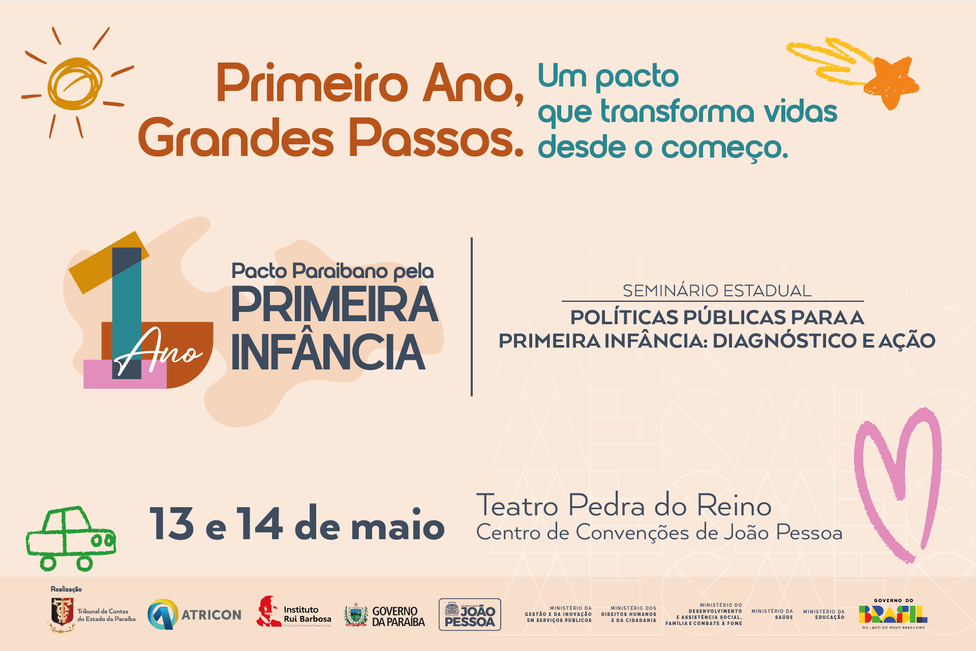 João Pessoa recebe seminário nacional sobre primeira infância; inscrições seguem abertas e evento marca um ano do Pacto na PB