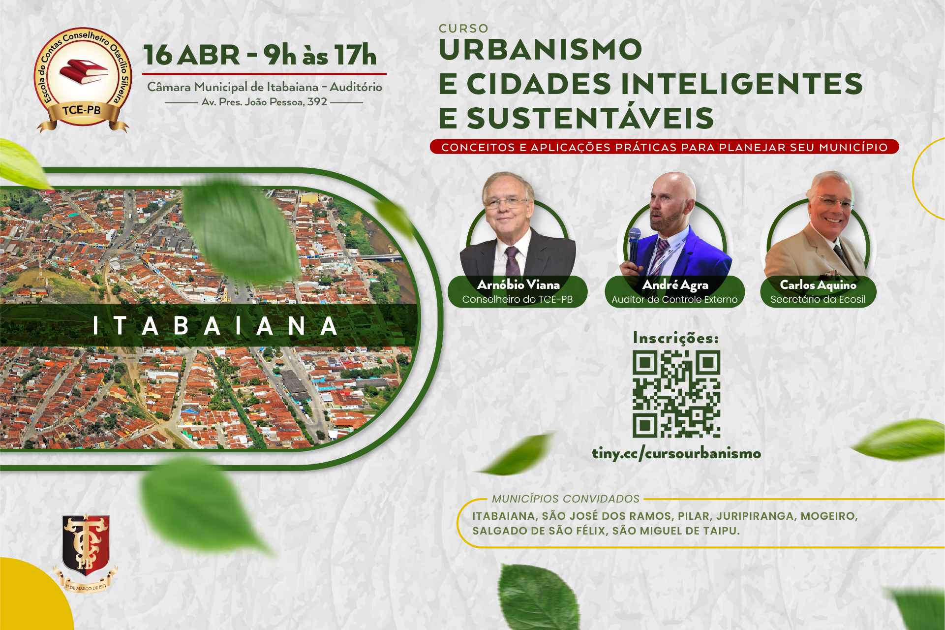 TCE-PB convida gestores para curso sobre urbanismo e cidades inteligentes em Itabaiana