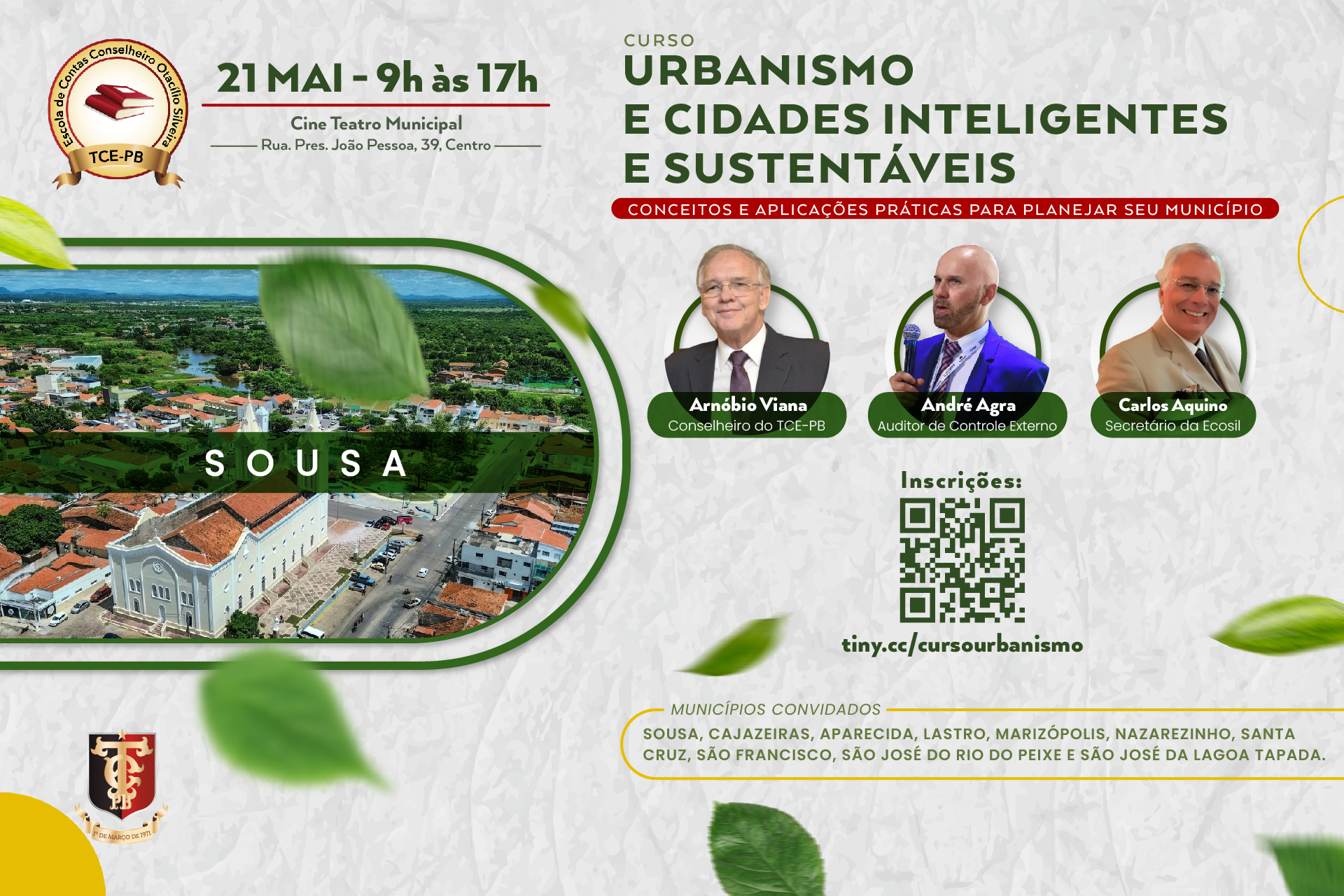 Sousa sediará curso do TCE-PB sobre urbanismo e cidades inteligentes voltado a gestores públicos