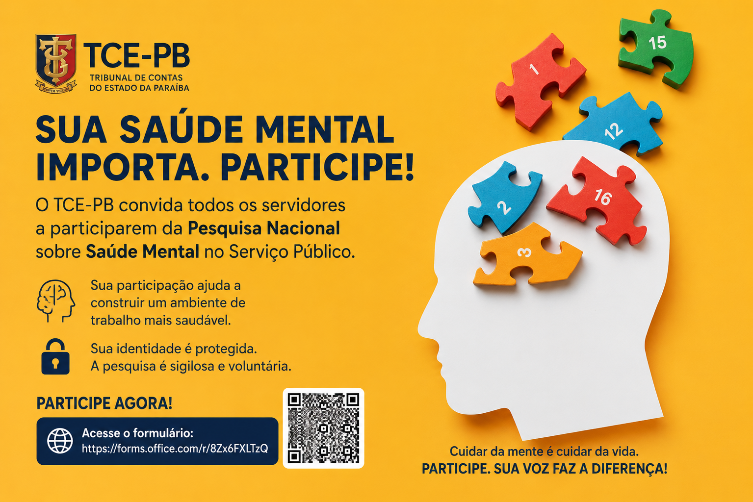 TCE-PB incentiva participação de servidores em pesquisa nacional sobre saúde mental nos Tribunais de Contas