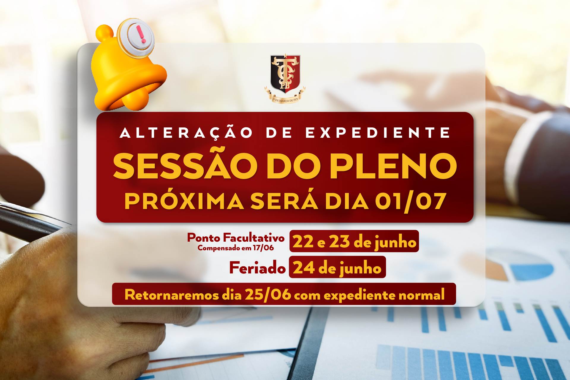 TCE-PB informa expediente durante o período junino