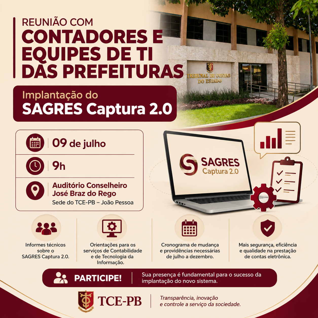 TCE-PB reúne contadores e equipes de TI das prefeituras para orientar implantação do SAGRES Captura 2.0