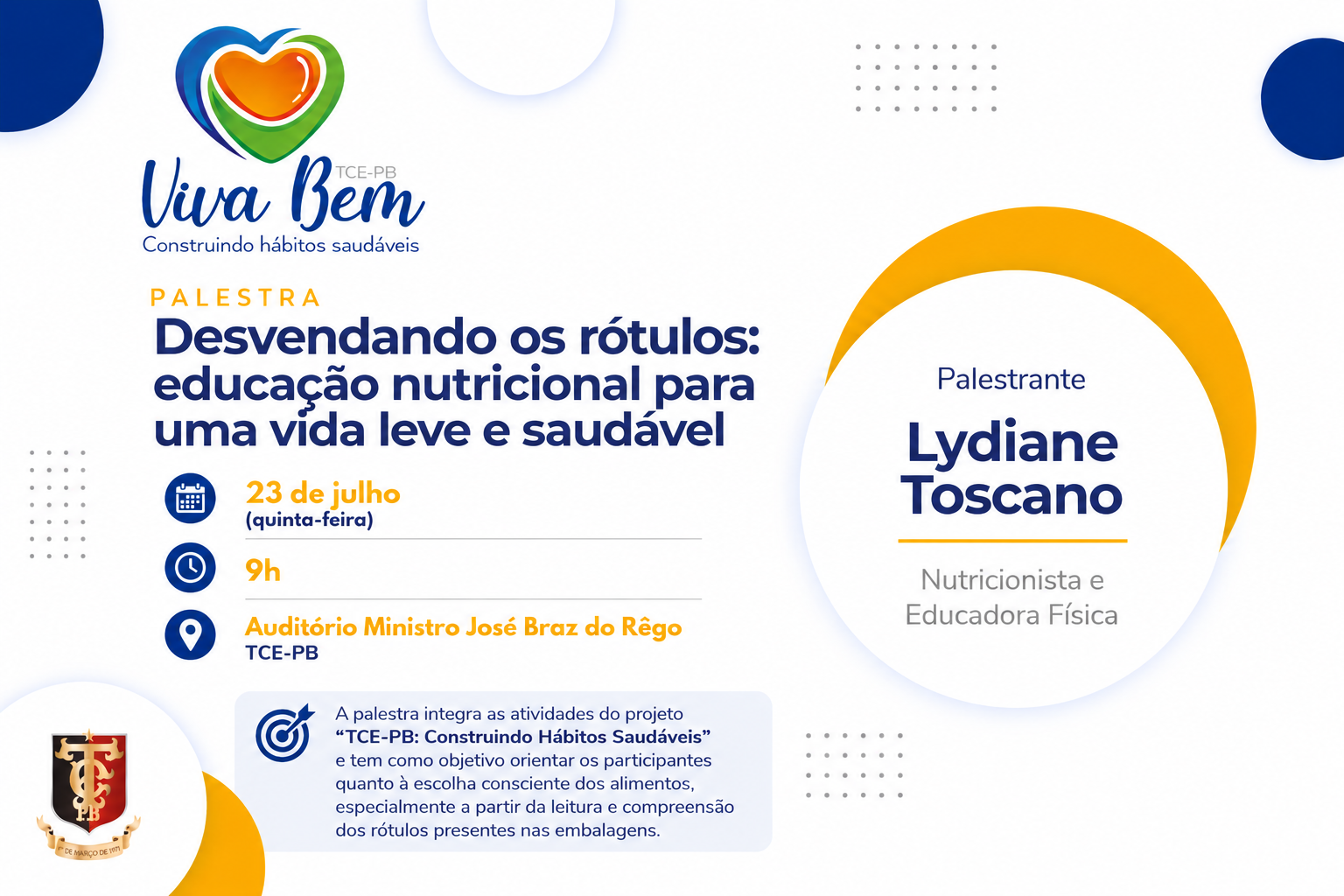 TCE-PB promove palestra interna sobre educação nutricional e leitura de rótulos de alimentos