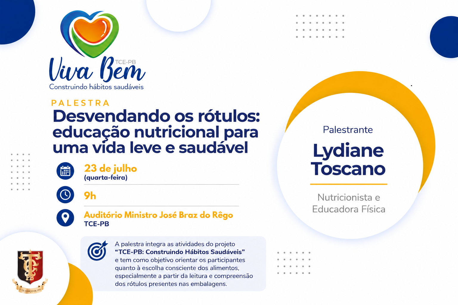 TCE-PB promove palestra interna sobre educação nutricional e leitura de rótulos de alimentos