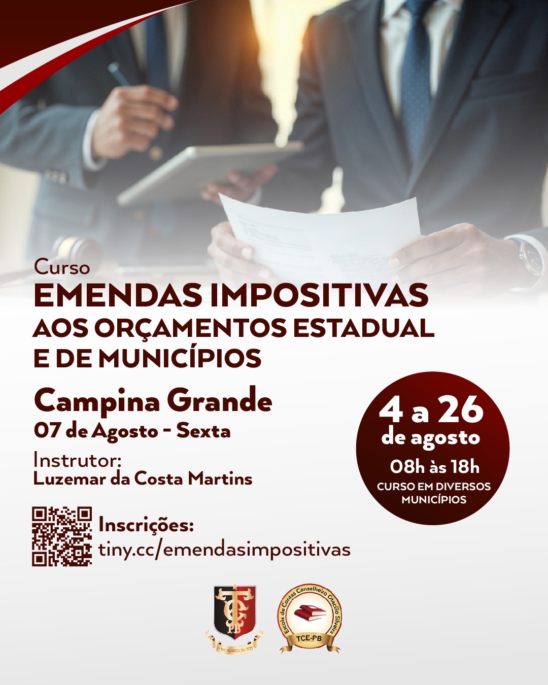 TCE-PB realiza curso sobre emendas impositivas em Campina Grande nesta sexta-feira (7)